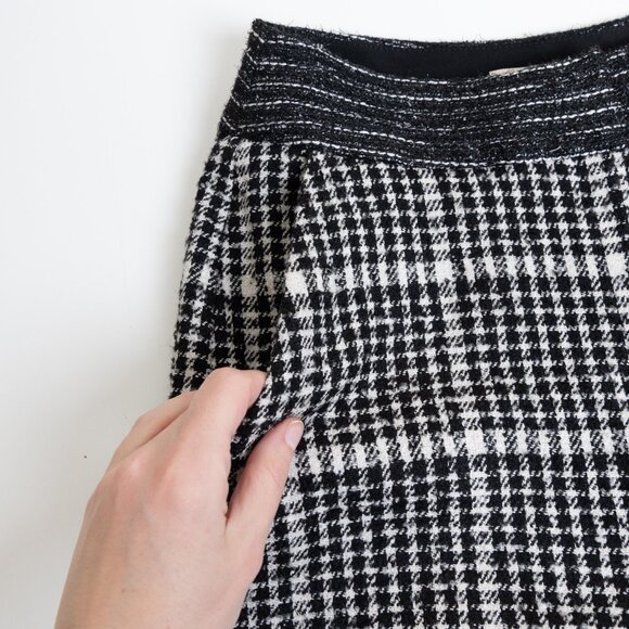 ANTHROPOLOGIE Exquise Wide Leg High Rise Plaid Trousers Pants Black White Small - Picture 7 of 14